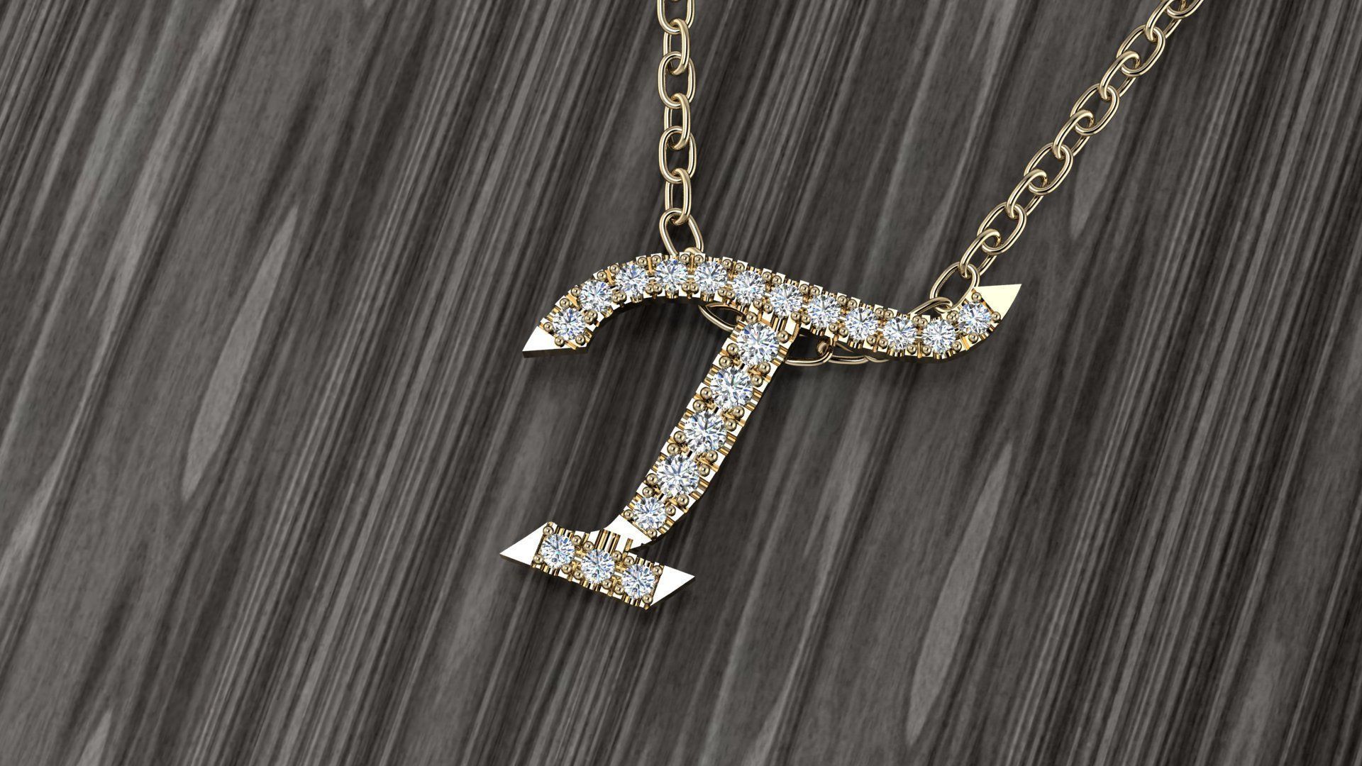 Jewelry Alphabet Pendant T 3D print model_13