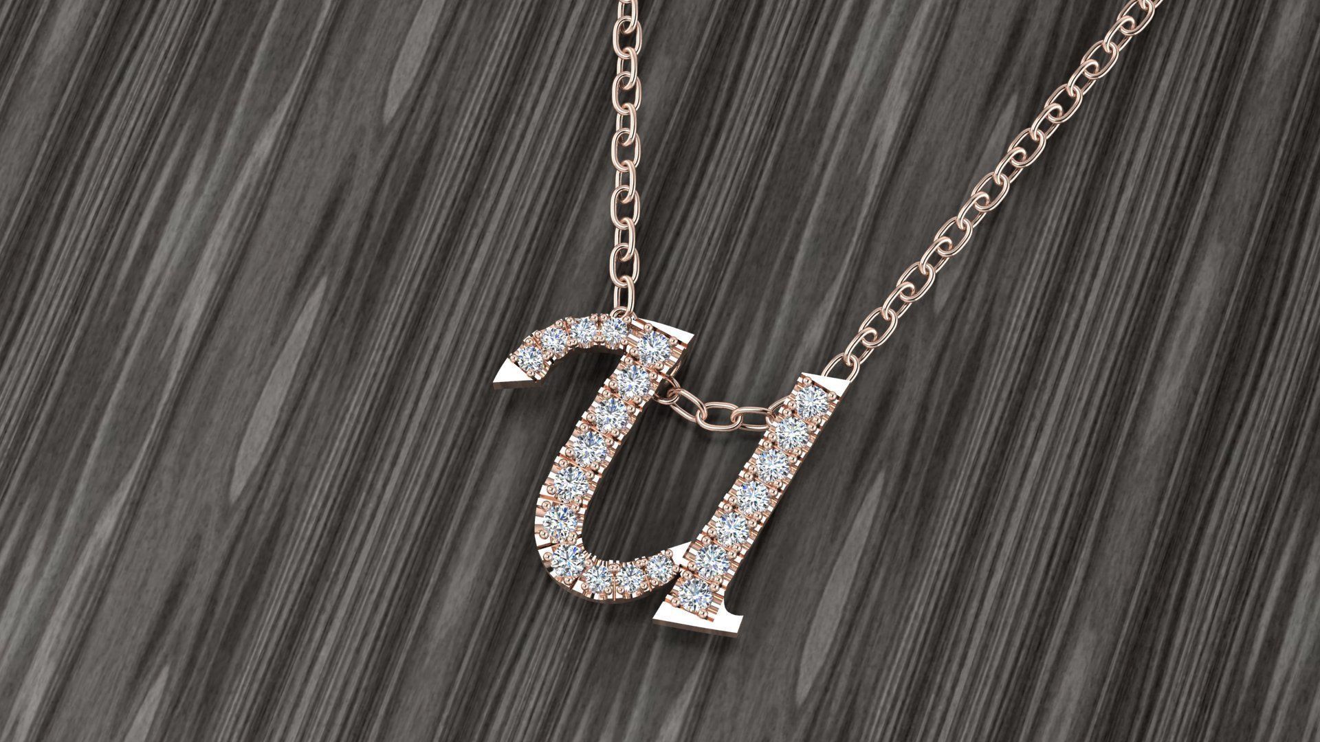 Jewelry Alphabet Pendant U 3D print model_3