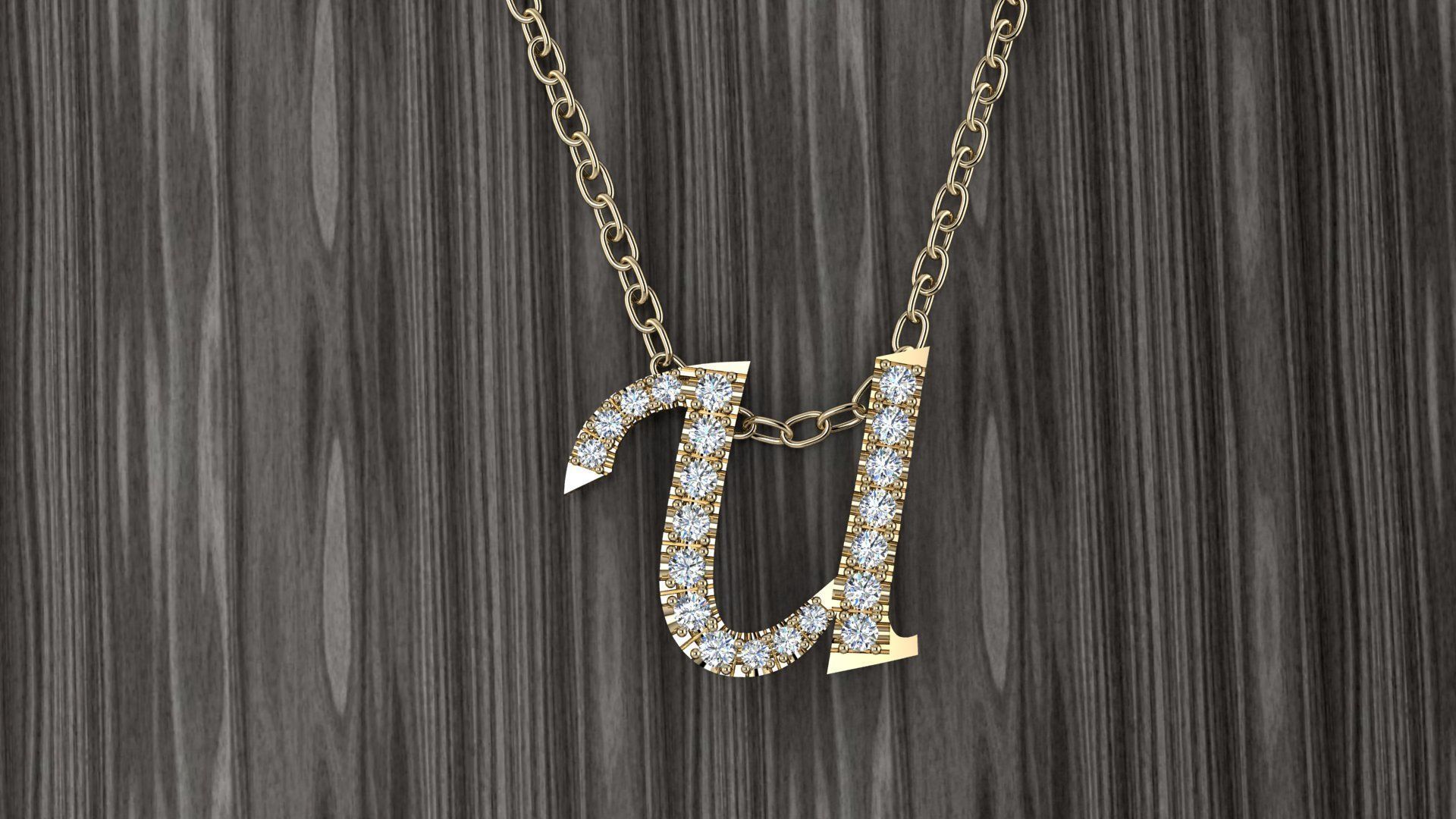 Jewelry Alphabet Pendant U 3D print model_12