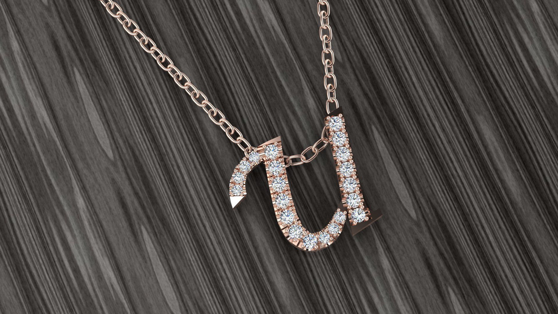 Jewelry Alphabet Pendant U 3D print model_14