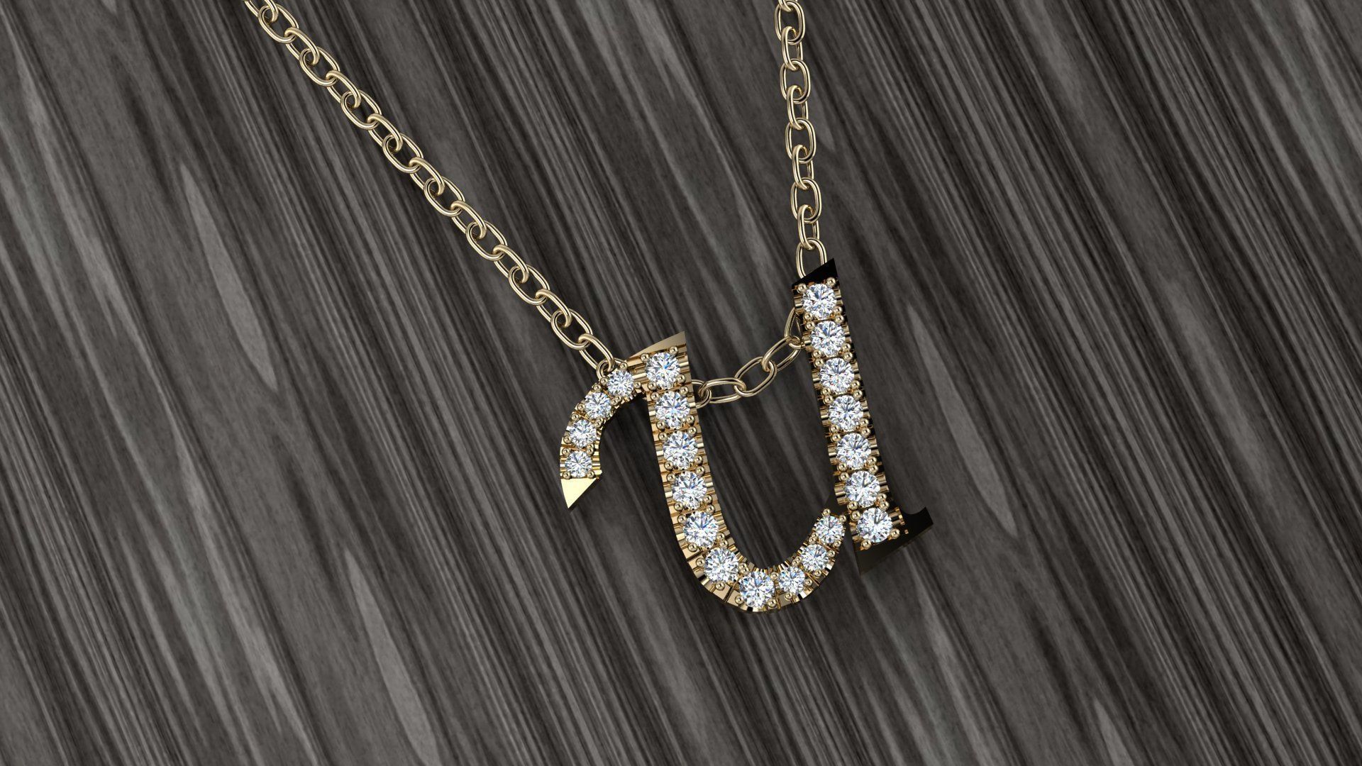 Jewelry Alphabet Pendant U 3D print model_8