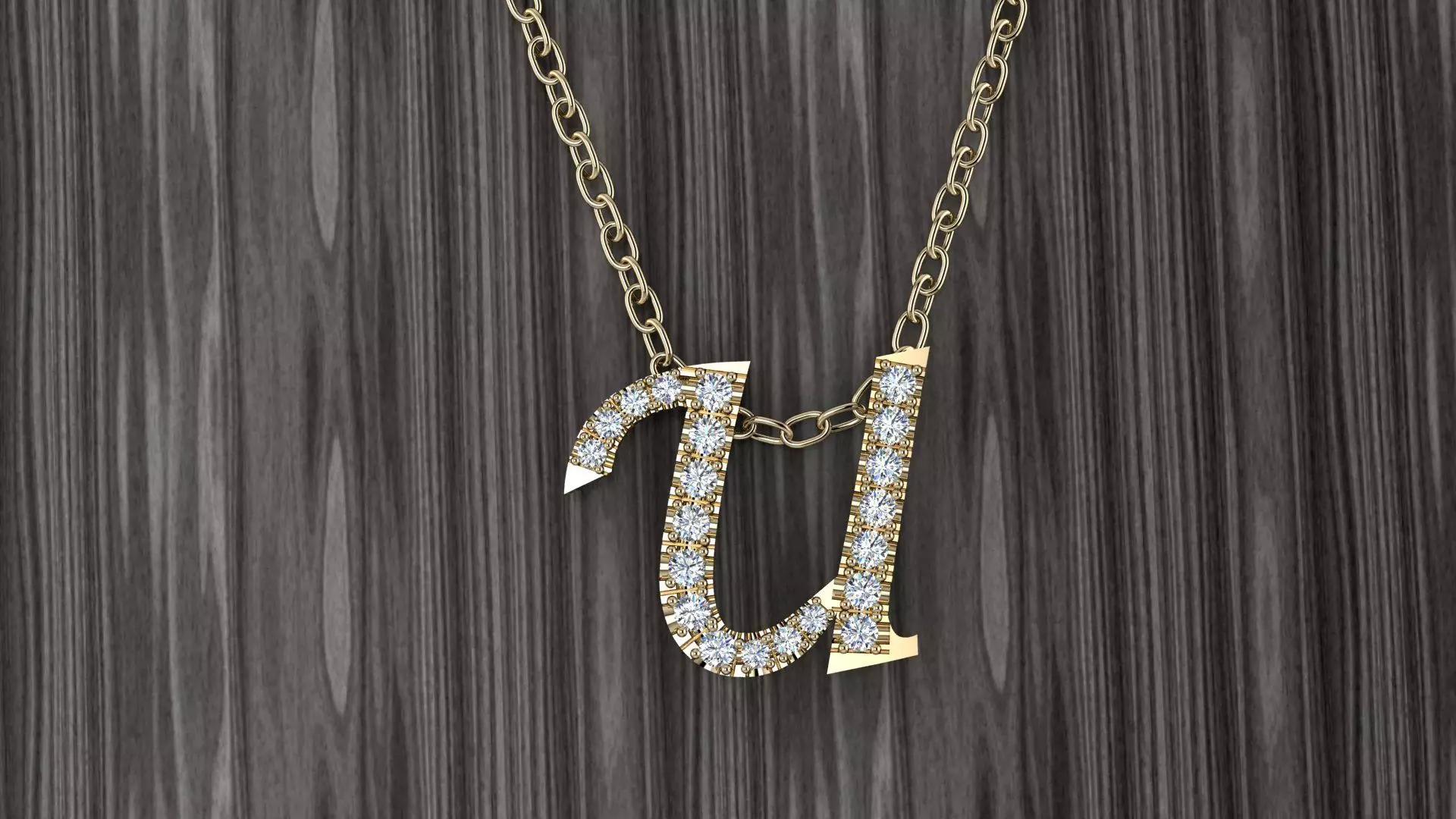Jewelry Alphabet Pendant U 3D print model_0