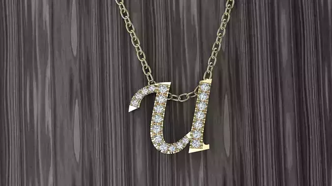 Jewelry Alphabet Pendant U 3D print model