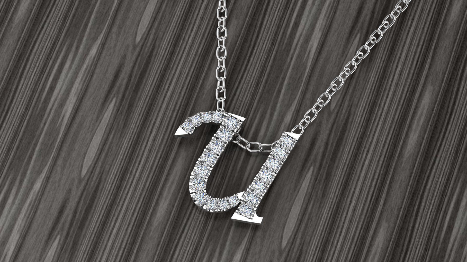 Jewelry Alphabet Pendant U 3D print model_7