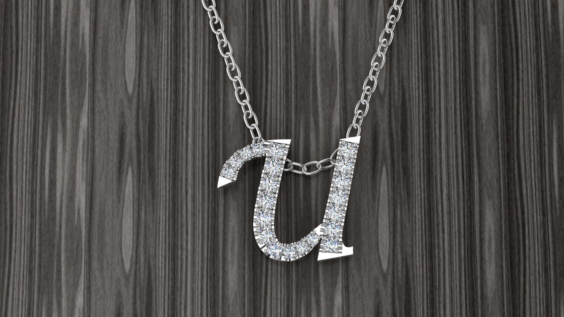Jewelry Alphabet Pendant U 3D print model_5