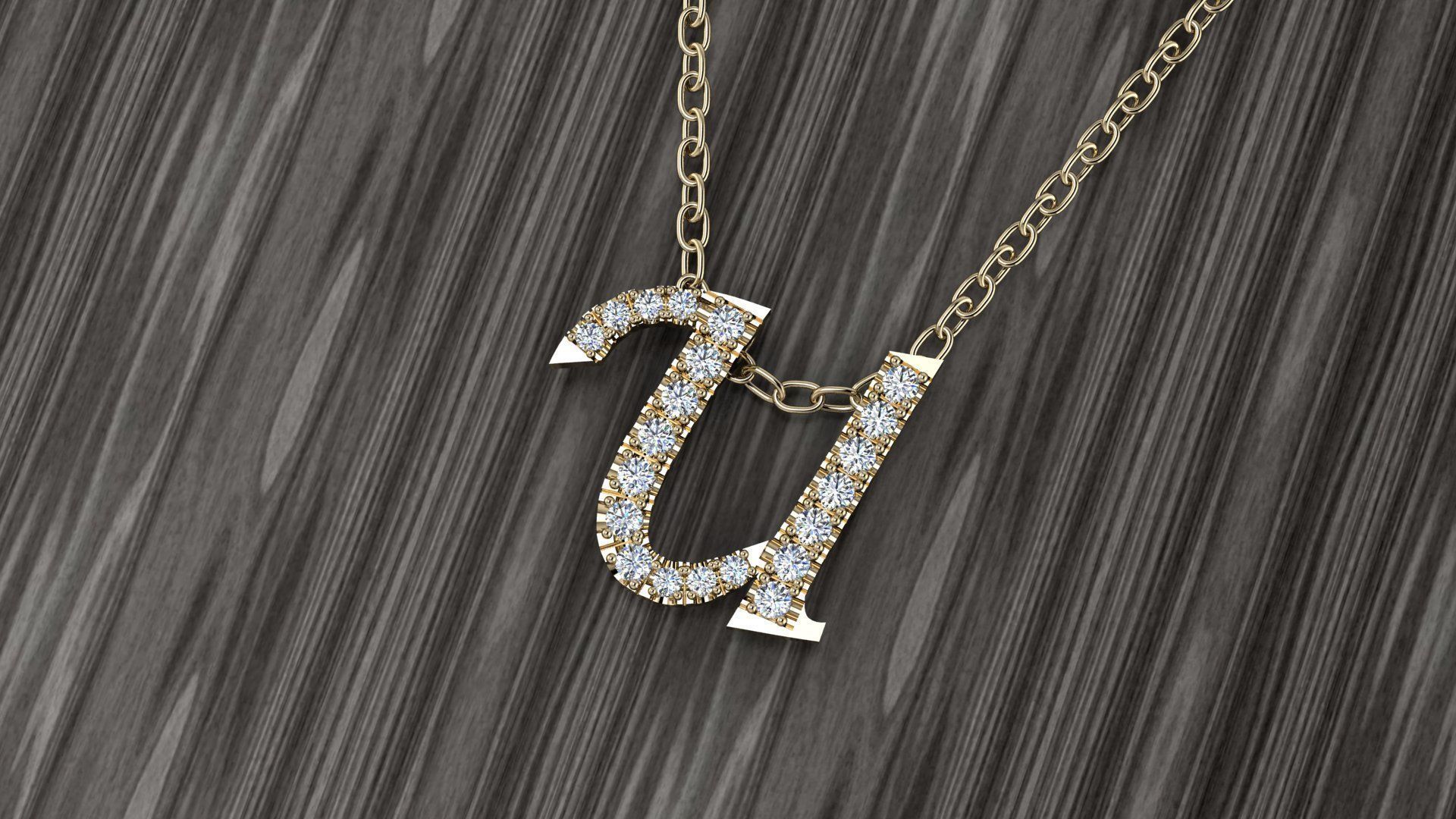 Jewelry Alphabet Pendant U 3D print model_10