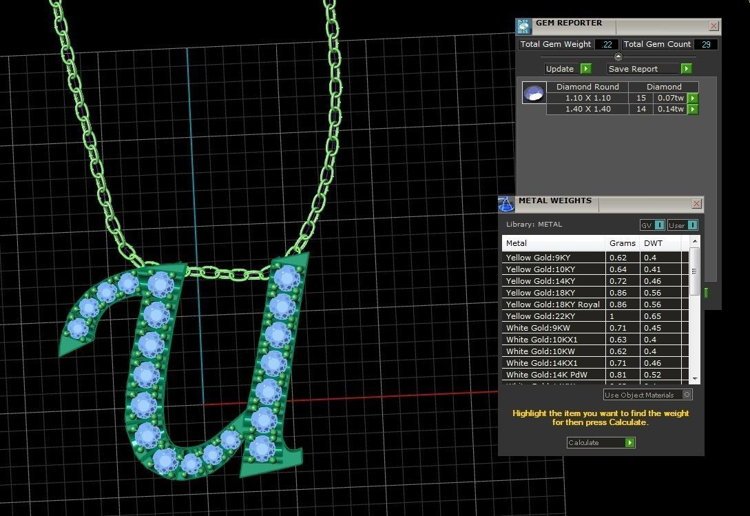 Jewelry Alphabet Pendant U 3D print model_1