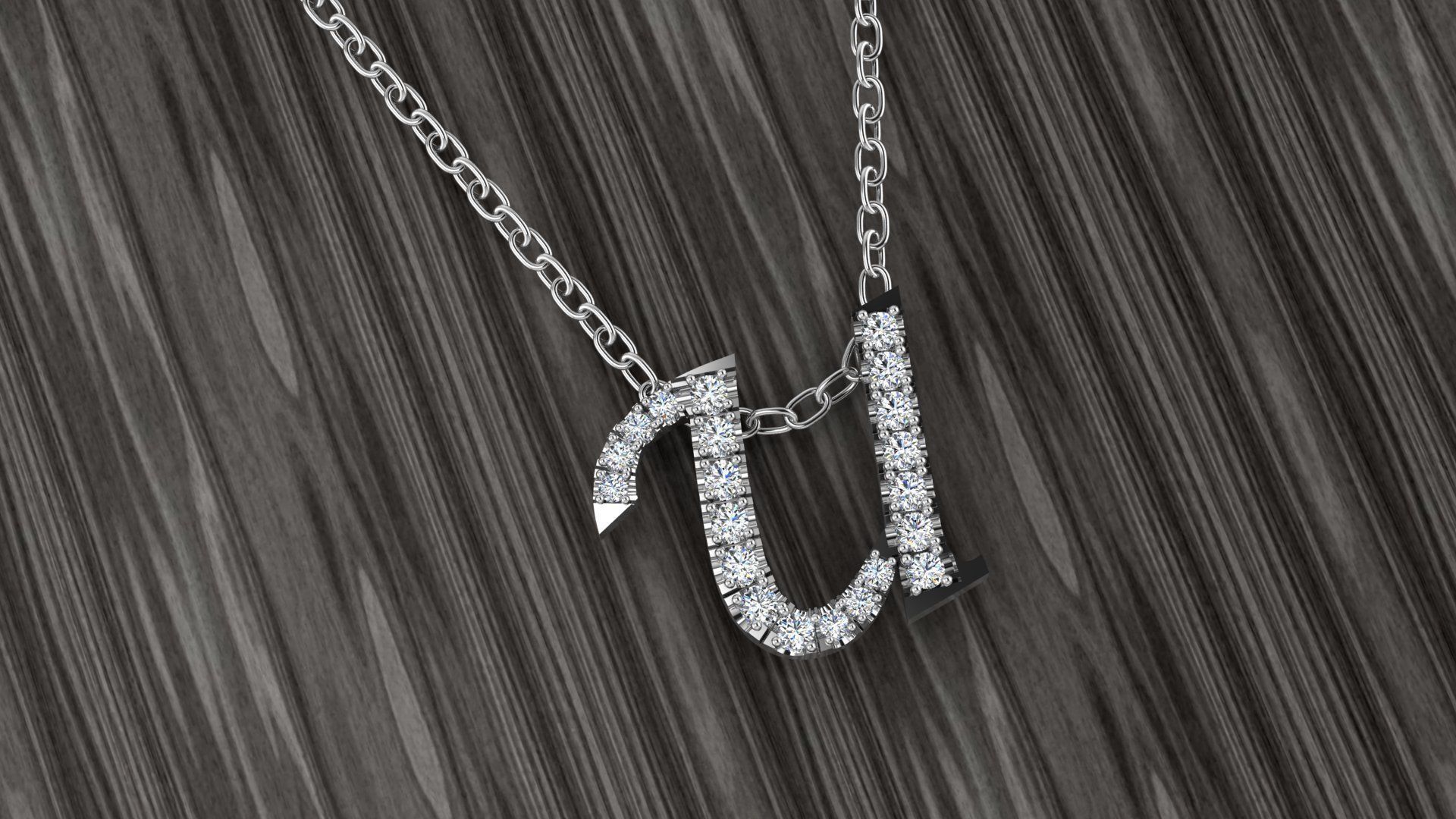 Jewelry Alphabet Pendant U 3D print model_6