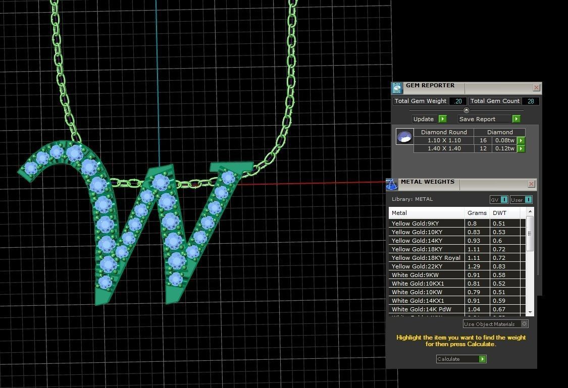 Jewelry Alphabet Pendant W 3D print model_1