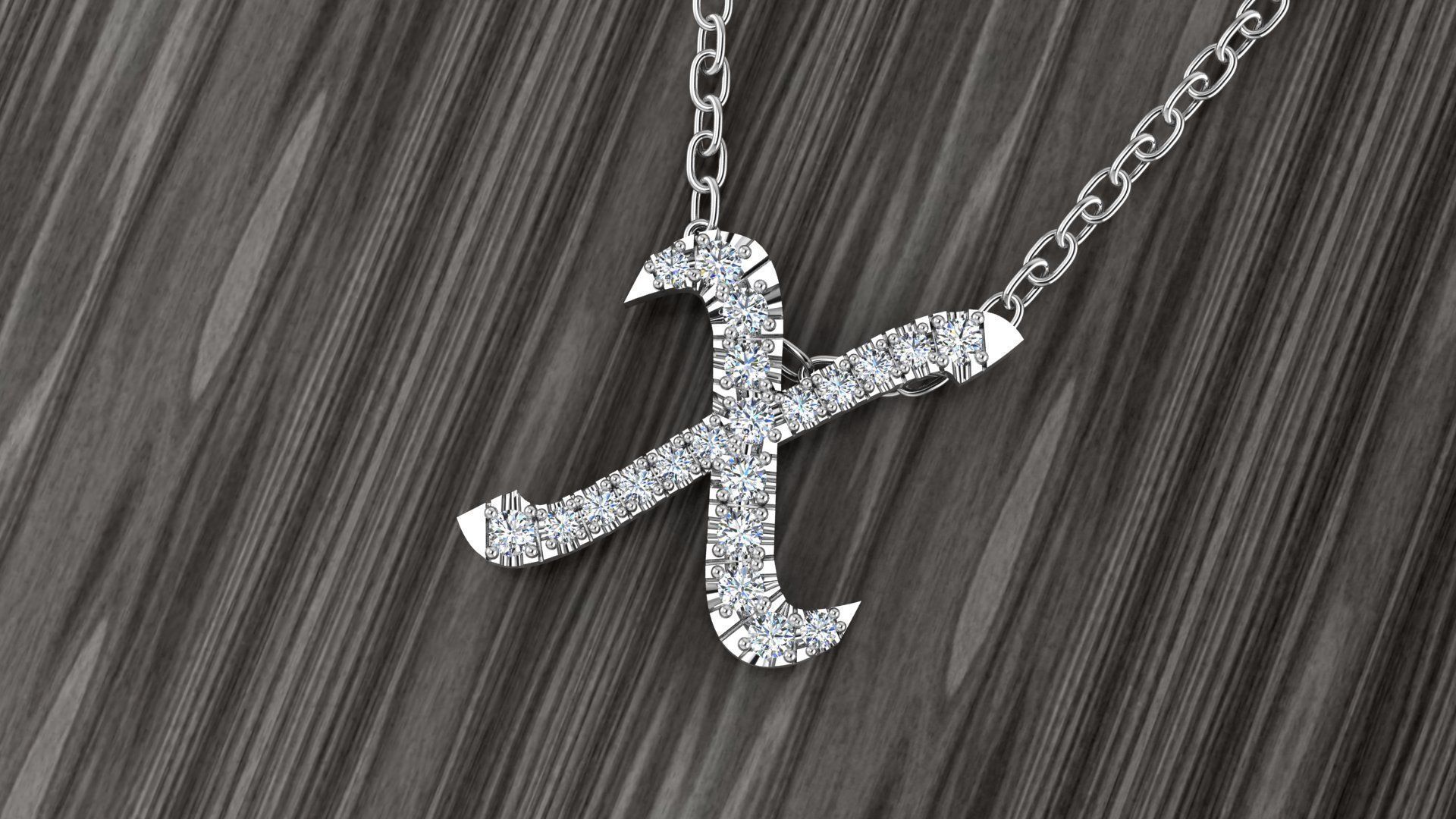 Jewelry Alphabet Pendant X 3D print model_10