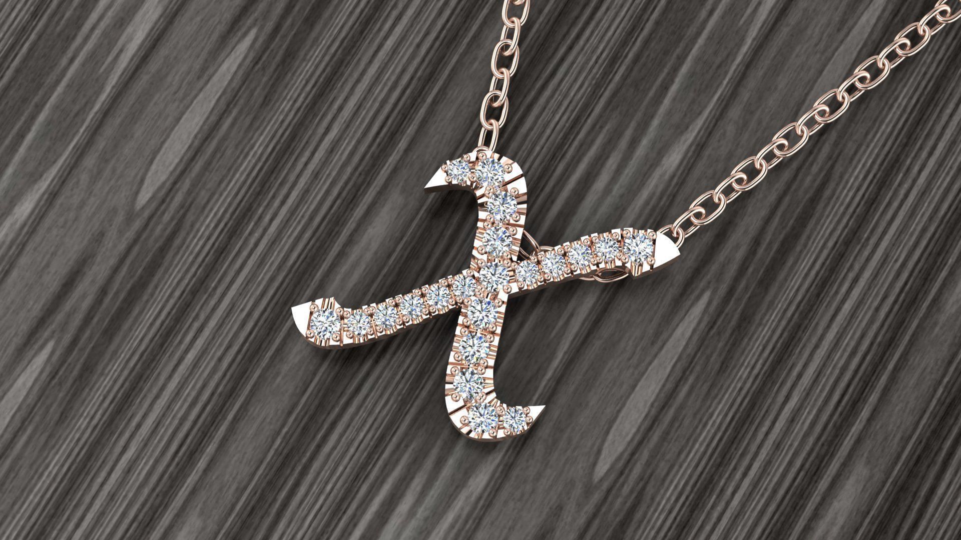 Jewelry Alphabet Pendant X 3D print model_7