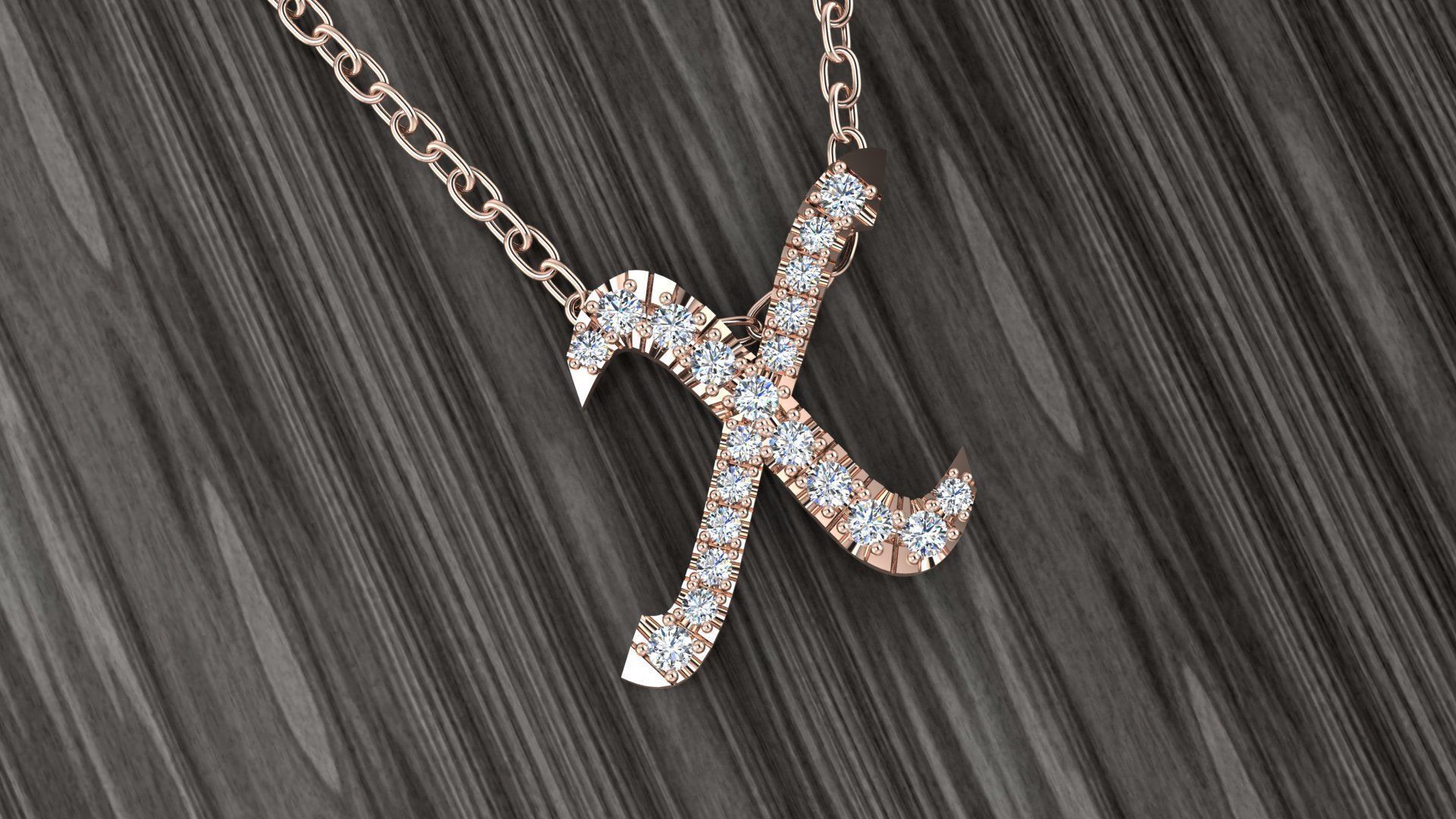 Jewelry Alphabet Pendant X 3D print model_4