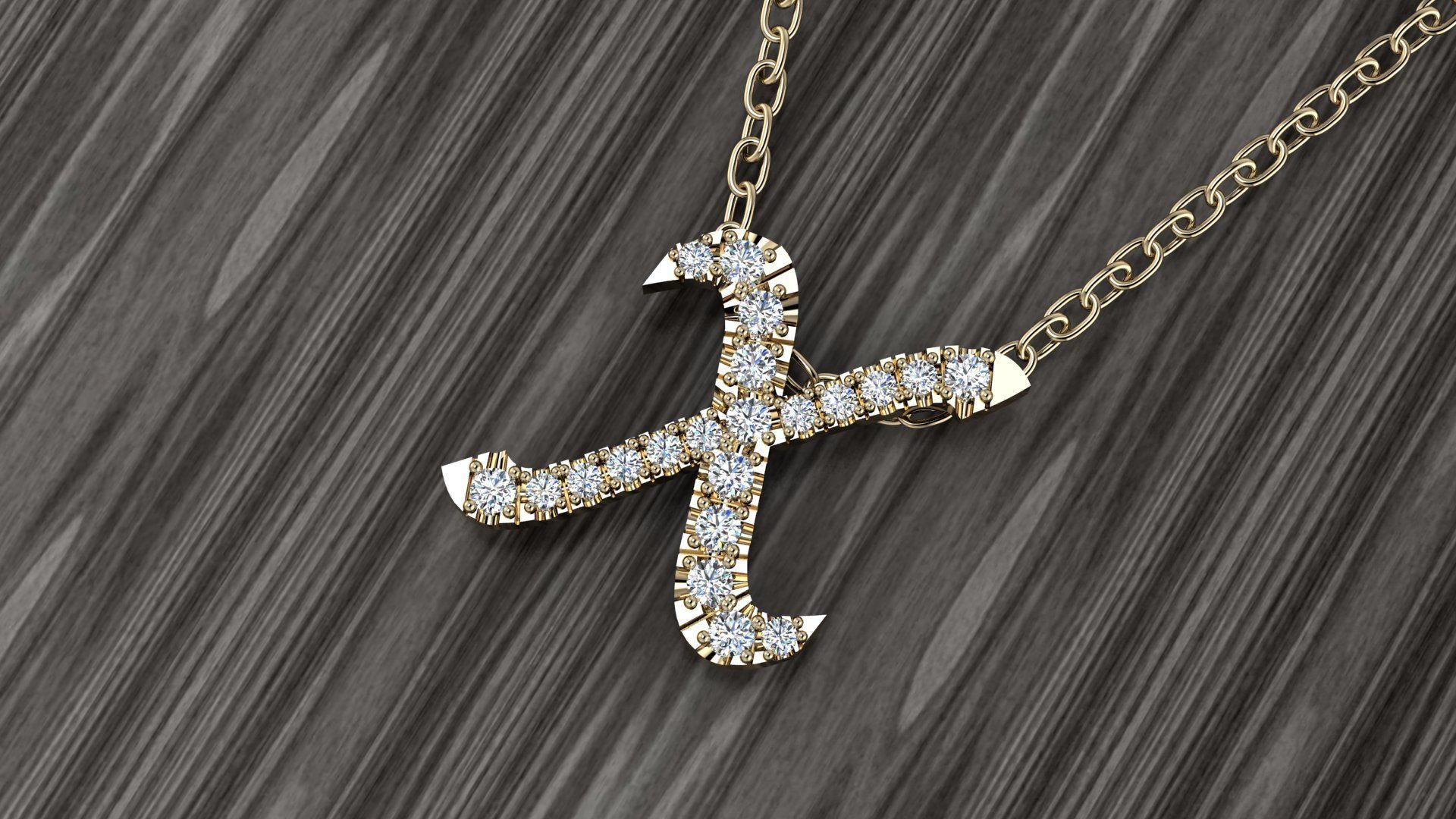 Jewelry Alphabet Pendant X 3D print model_12