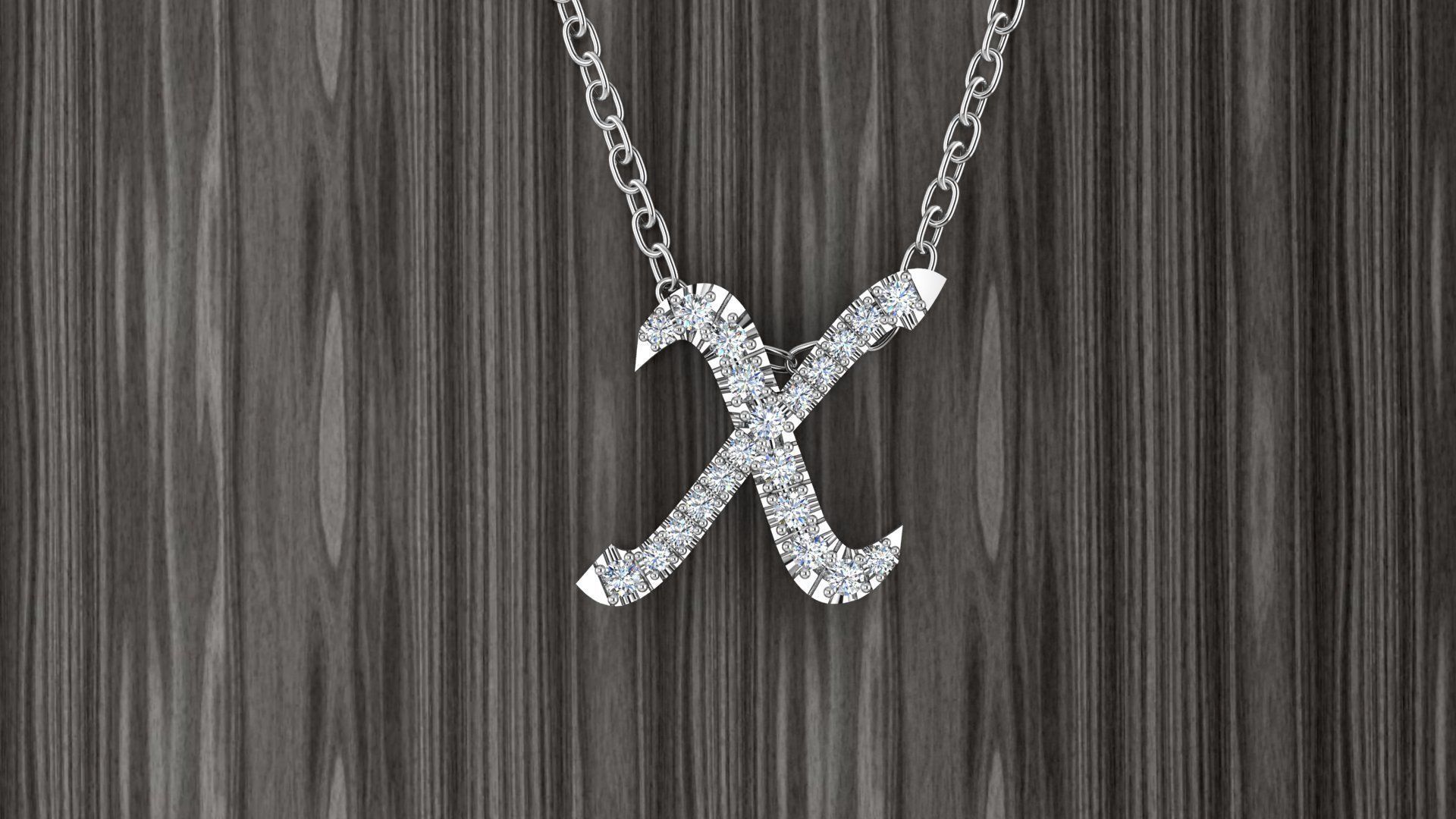 Jewelry Alphabet Pendant X 3D print model_9