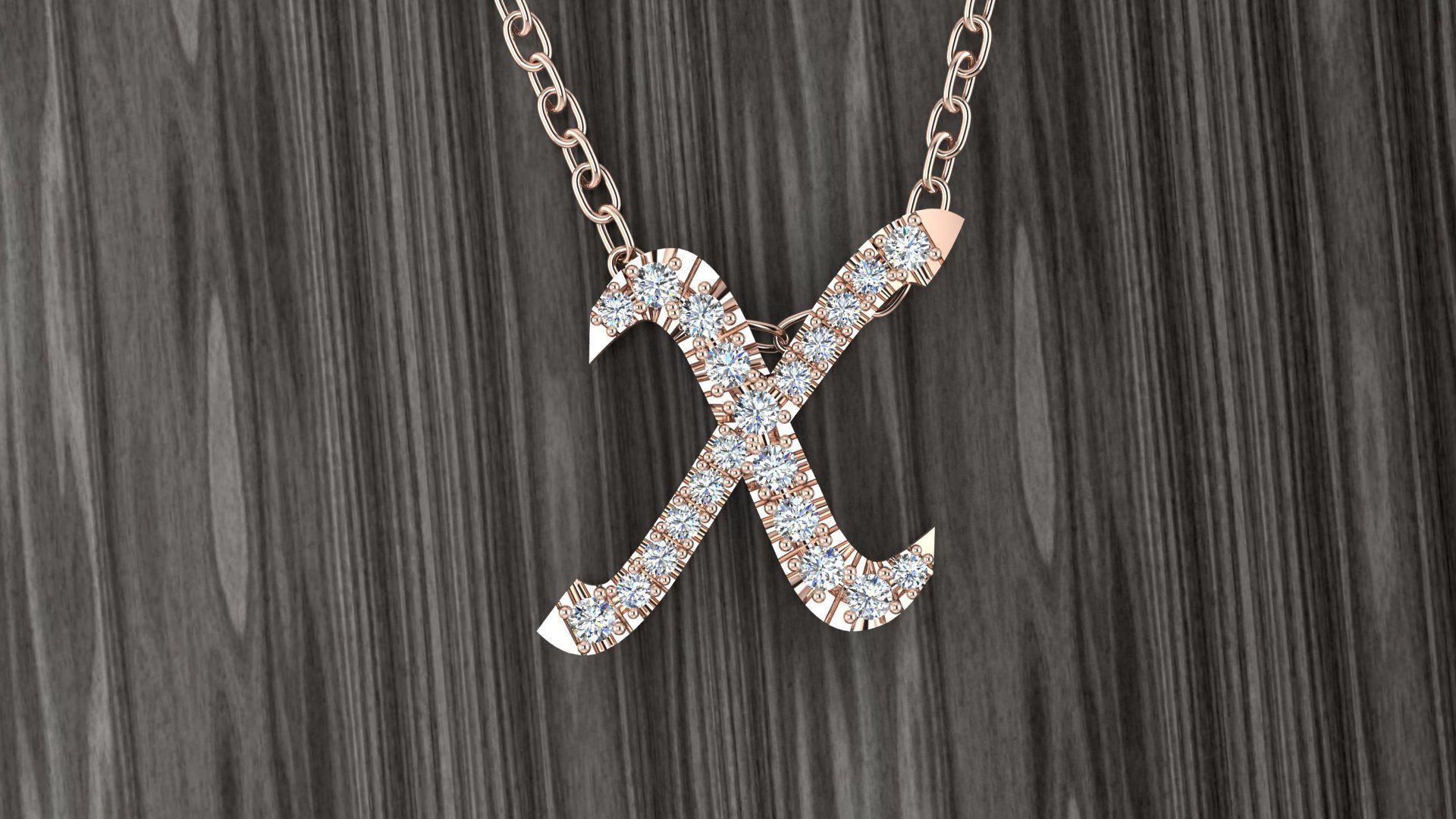 Jewelry Alphabet Pendant X 3D print model_2