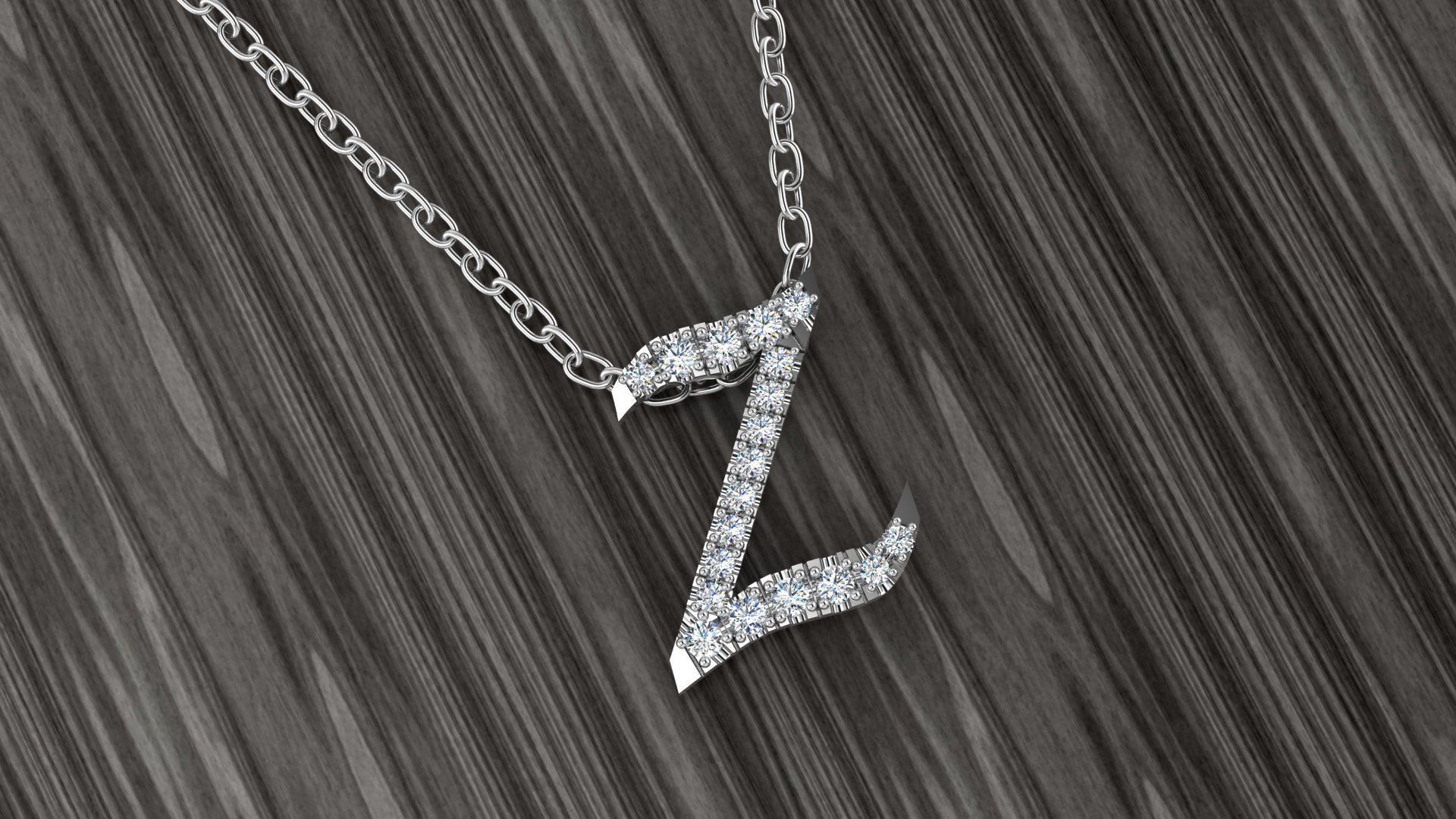 Jewelry Alphabet Pendant Z 3D print model_14
