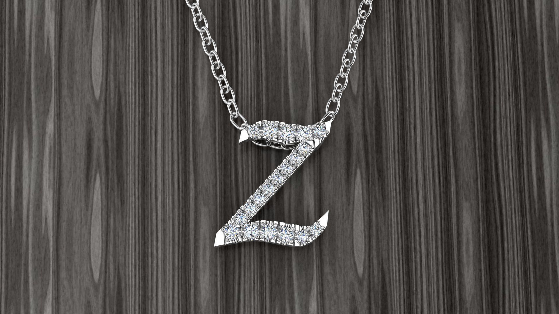 Jewelry Alphabet Pendant Z 3D print model_11