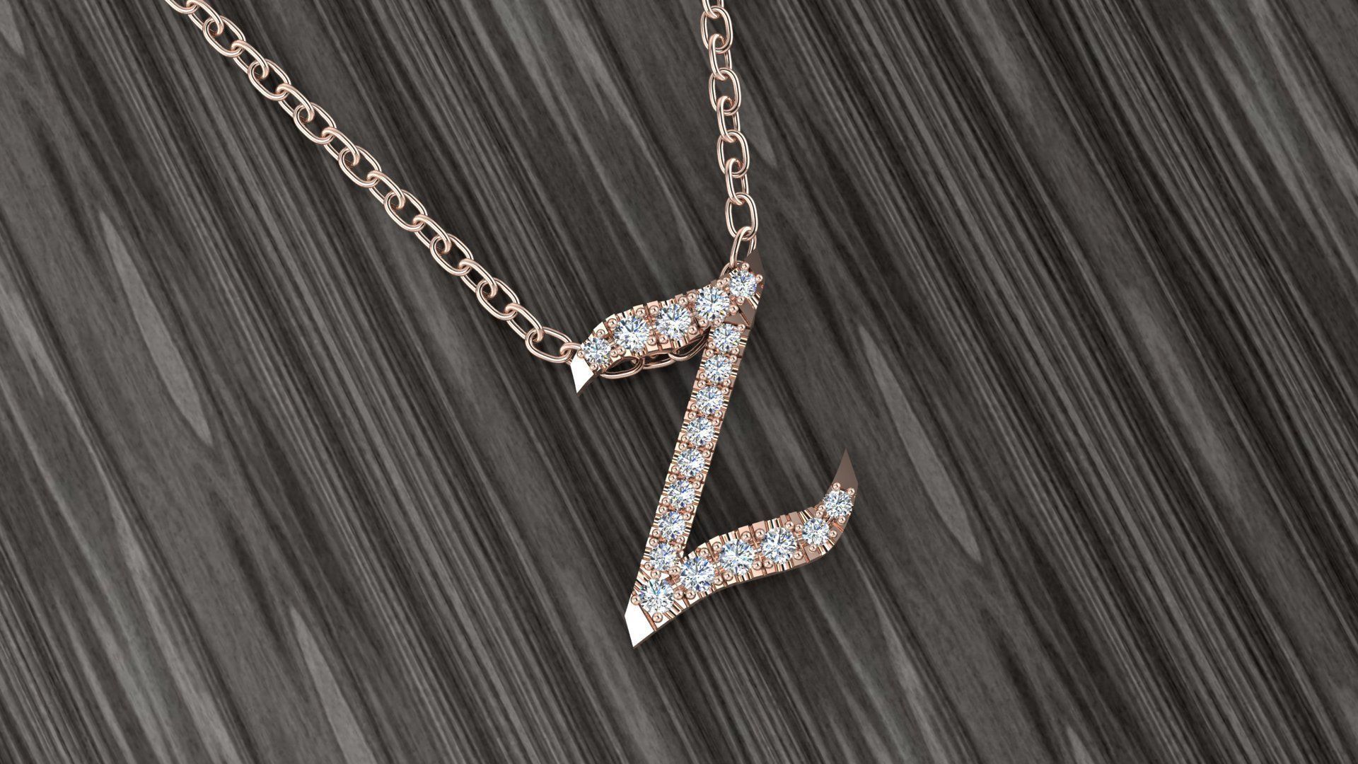 Jewelry Alphabet Pendant Z 3D print model_13