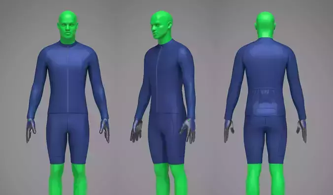 Cycling Jersey with Shorts and Gloves 3D model
