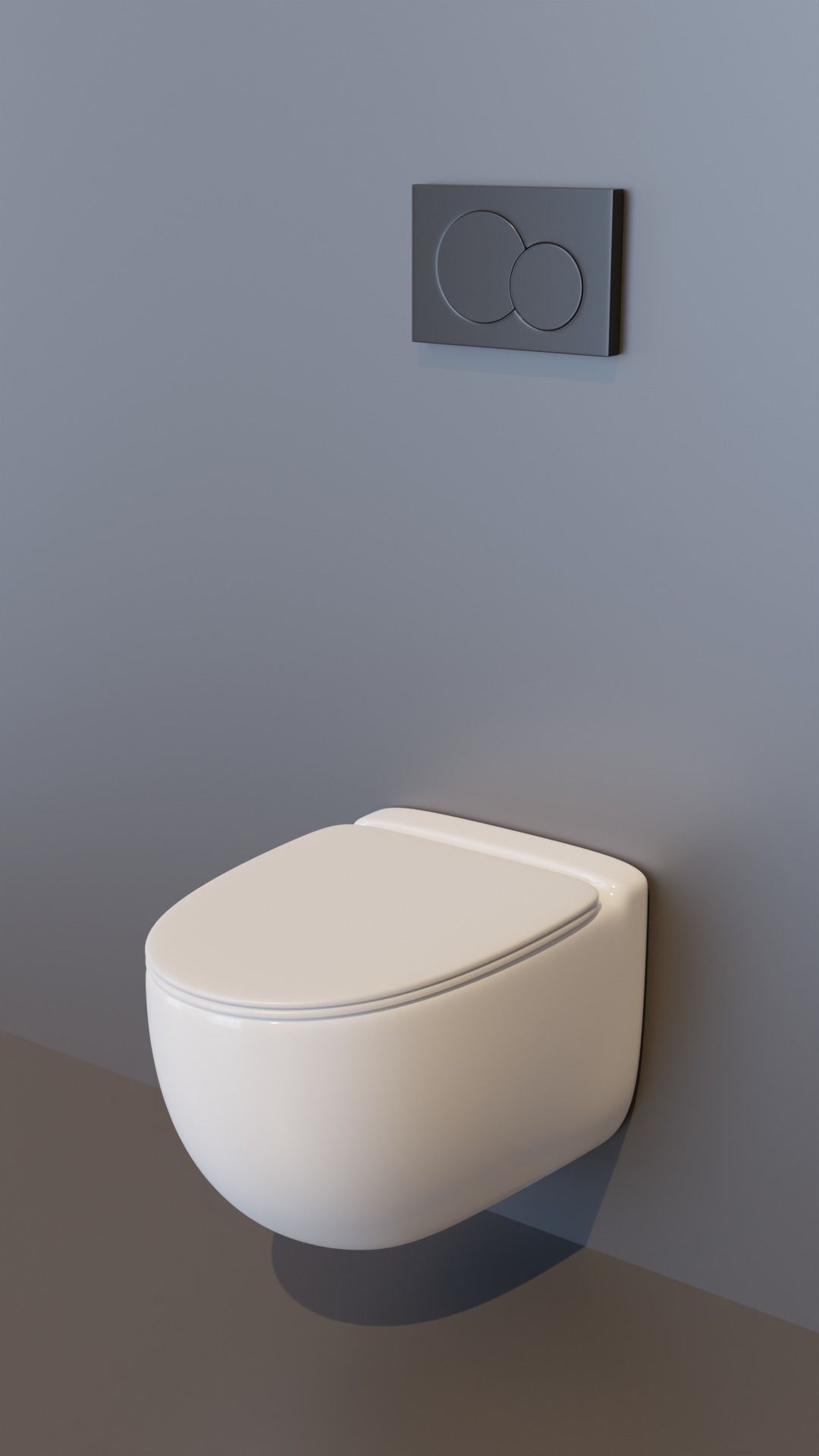 Toilet with Flush Button WC Free 3D model_1