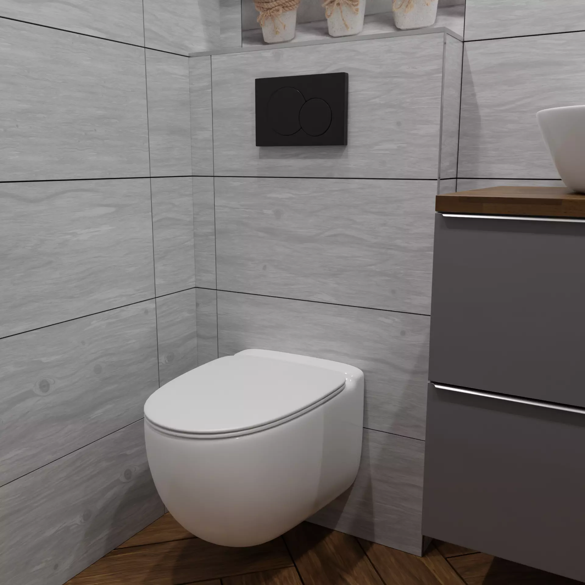 Toilet with Flush Button WC Free 3D model_0