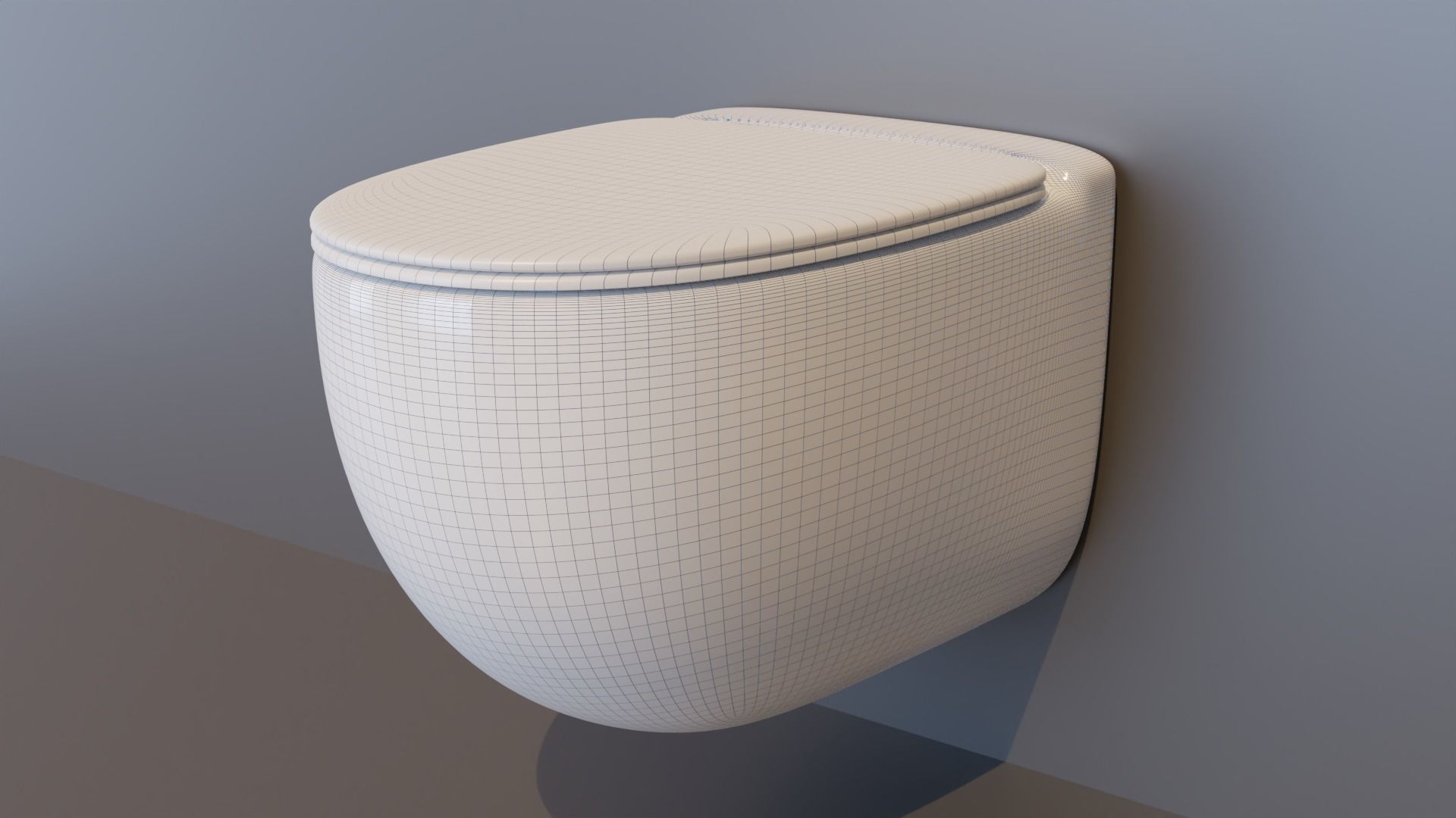 Toilet with Flush Button WC Free 3D model_7