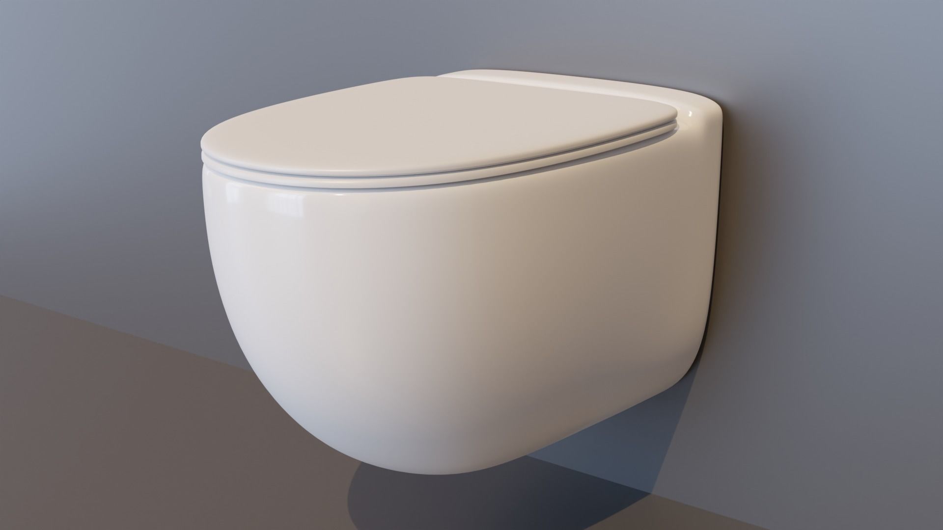 Toilet with Flush Button WC Free 3D model_2