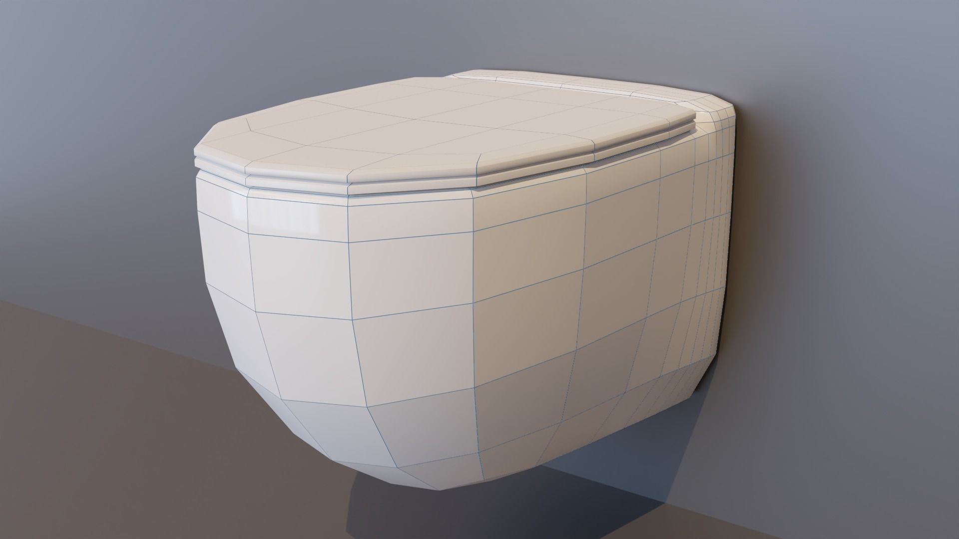 Toilet with Flush Button WC Free 3D model_4