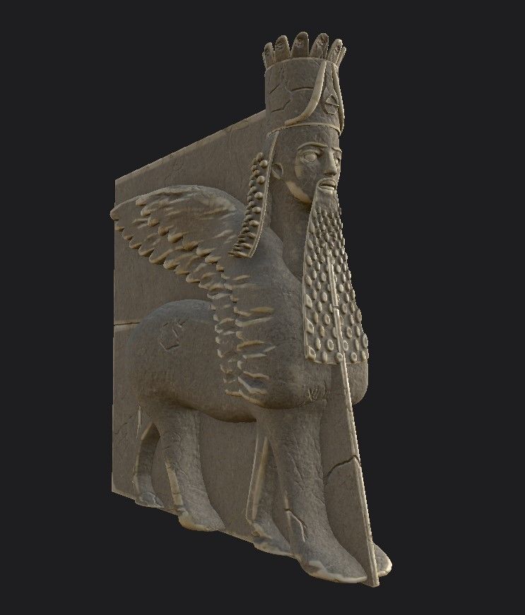 Winged Stone LION 3D model_7