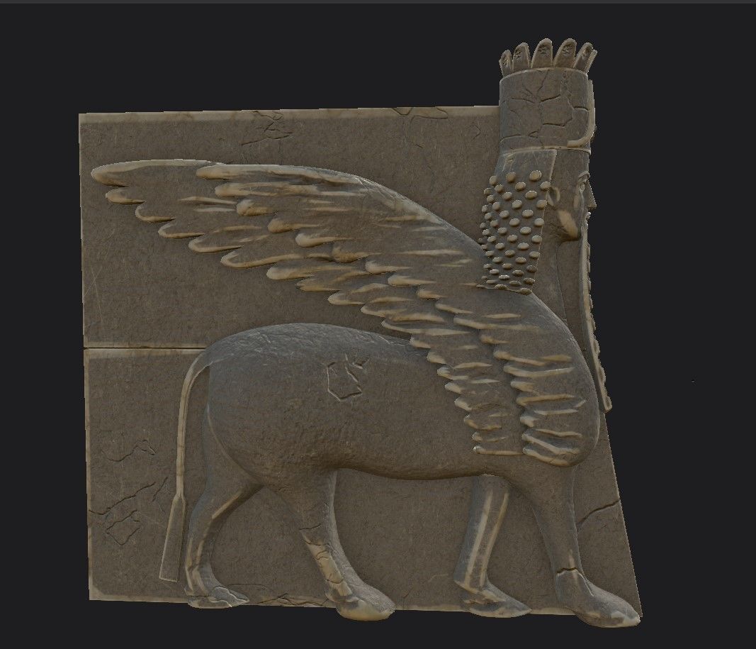 Winged Stone LION 3D model_6