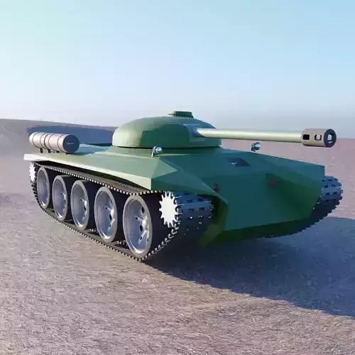 Low-Poly Tank in desert