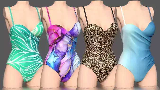 SWIMSUIT 3 on mannequin Low-poly 3D model