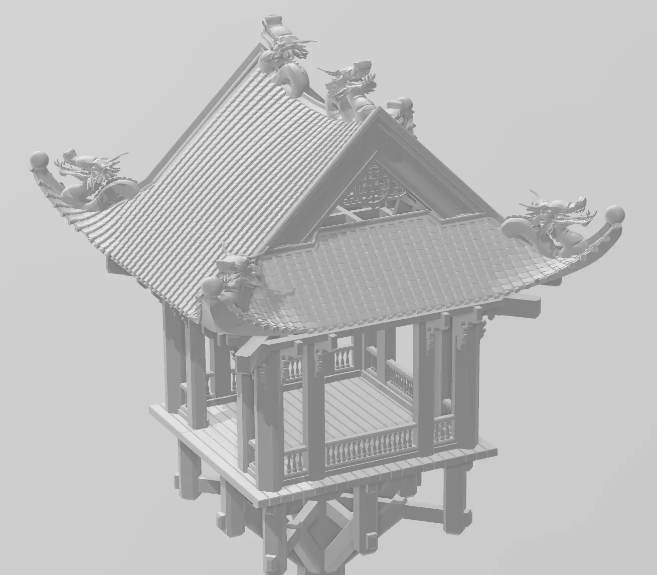 One pillar dragon temple 3D print model