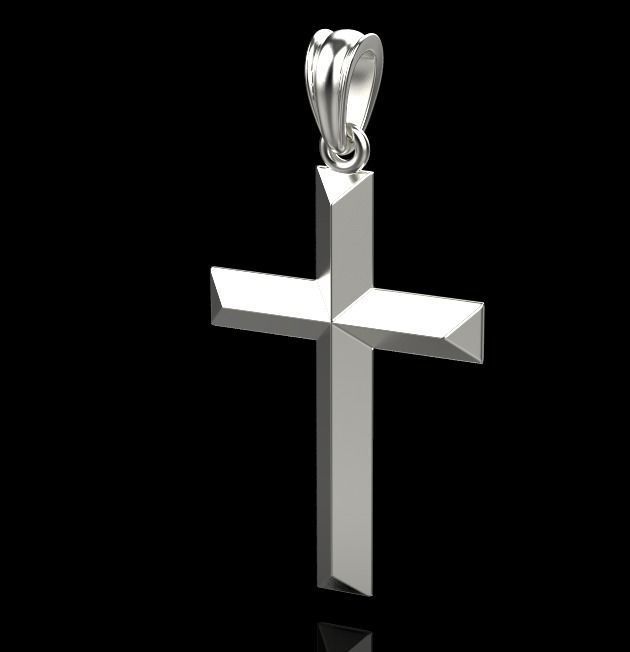 Gold cross with faces 3D print model_8