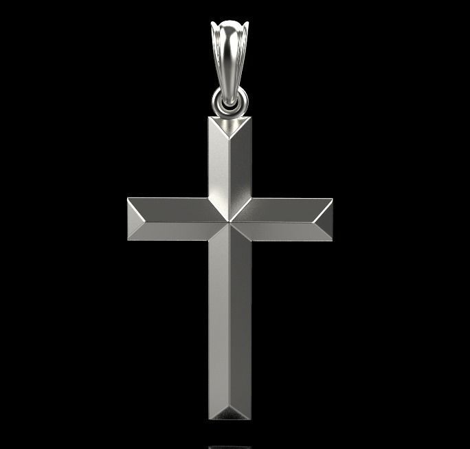 Gold cross with faces 3D print model_9