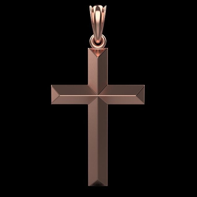 Gold cross with faces 3D print model_12