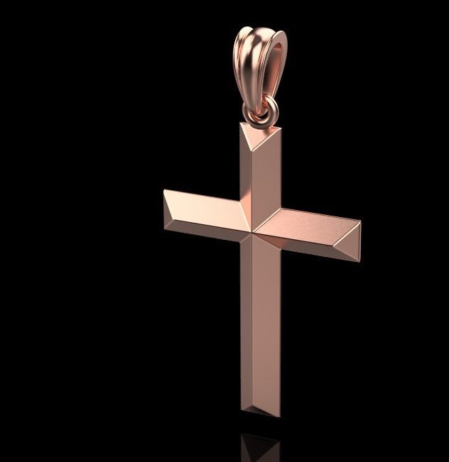 Gold cross with faces 3D print model_11