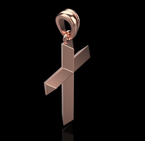 Gold cross with faces 3D print model_13