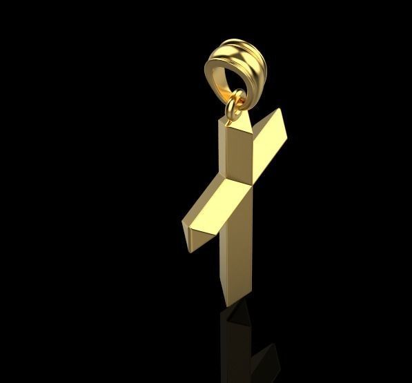 Gold cross with faces 3D print model_6