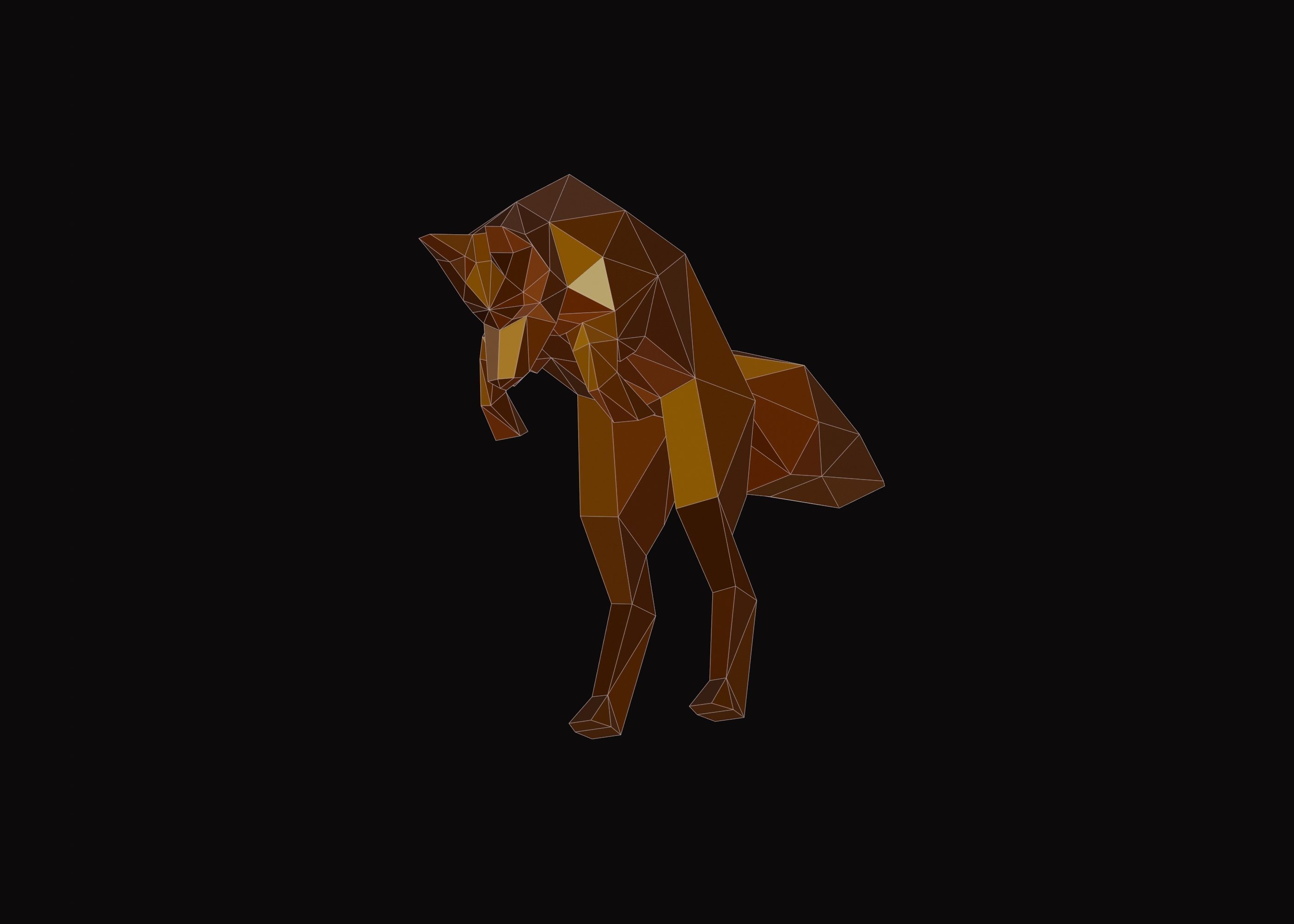 Polygonal Jumping Fox Low-poly 3D model_2