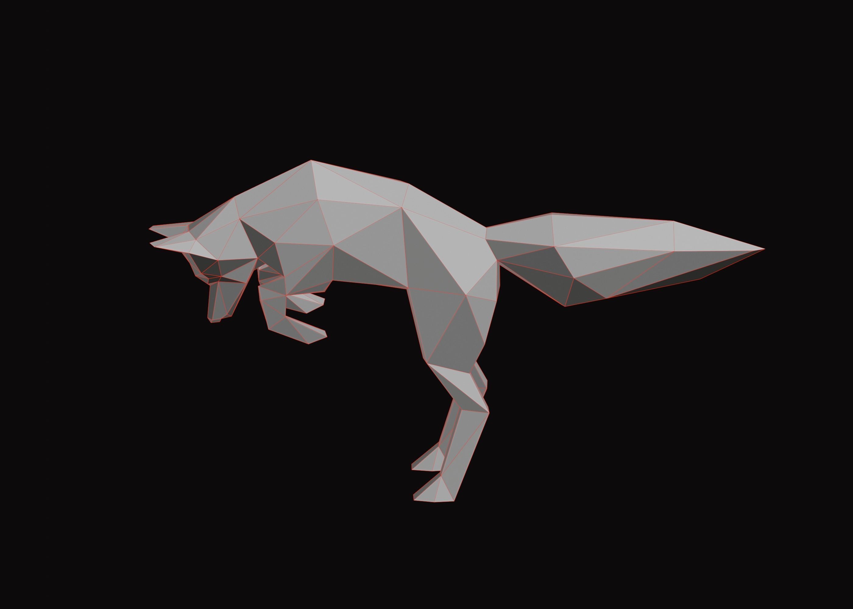 Polygonal Jumping Fox Low-poly 3D model_13