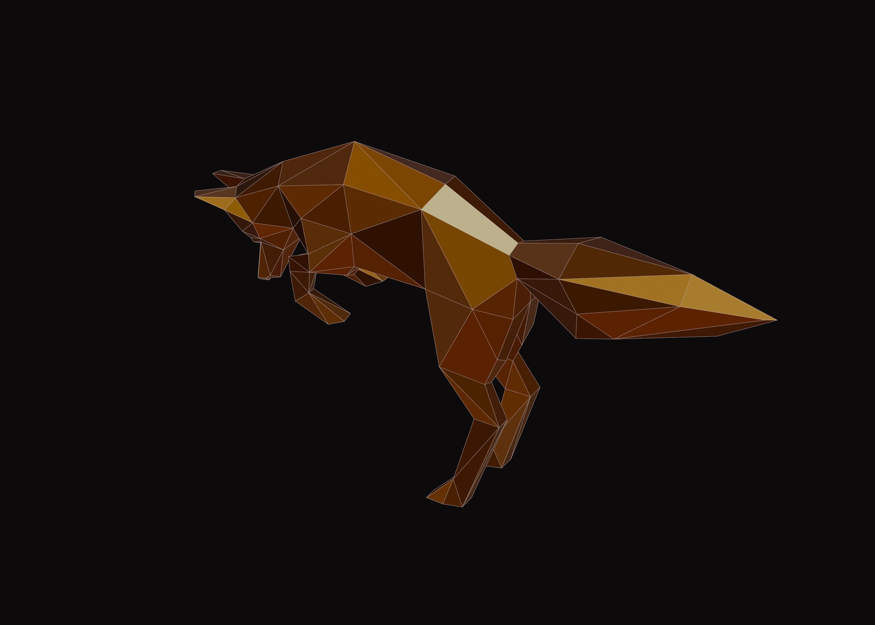 Polygonal Jumping Fox Low-poly 3D model_10