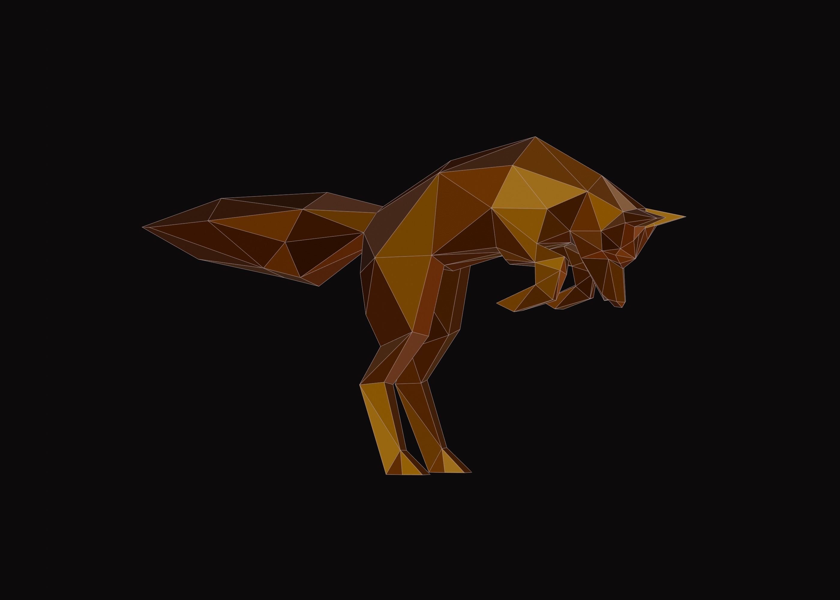 Polygonal Jumping Fox Low-poly 3D model_5