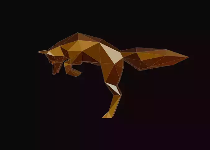 Polygonal Jumping Fox Low-poly 3D model Polygonal Jumping Fox Low-poly 3D model