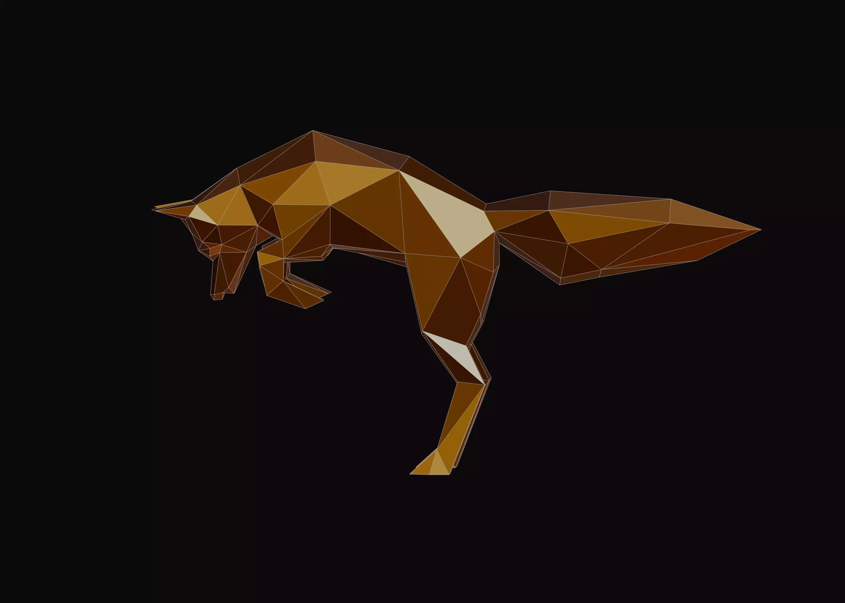Polygonal Jumping Fox Low-poly 3D model_0