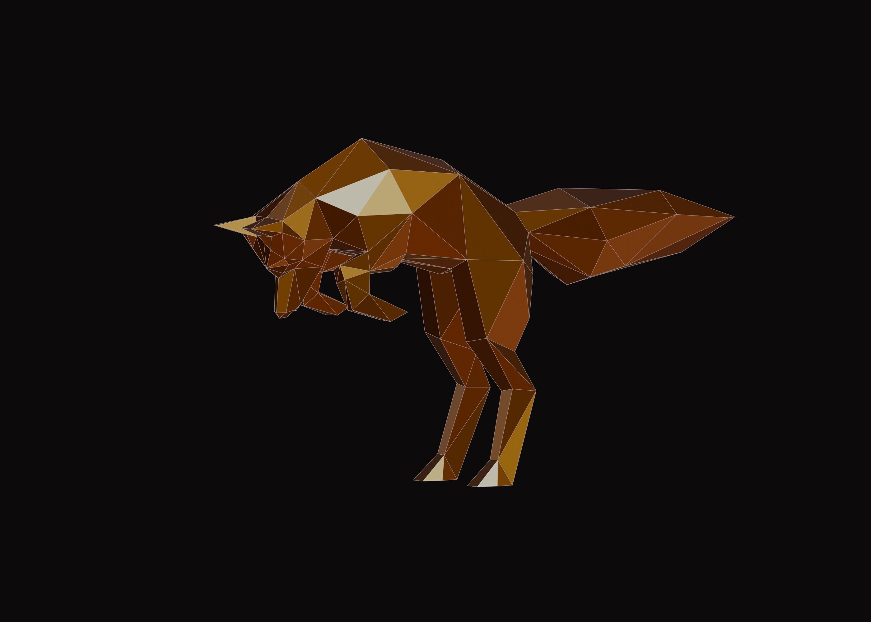 Polygonal Jumping Fox Low-poly 3D model_1