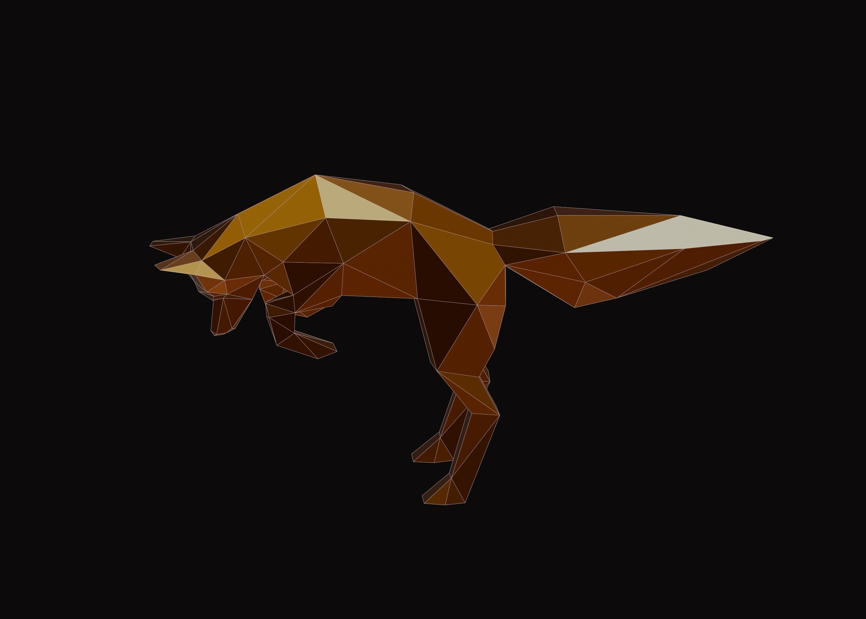 Polygonal Jumping Fox Low-poly 3D model_12
