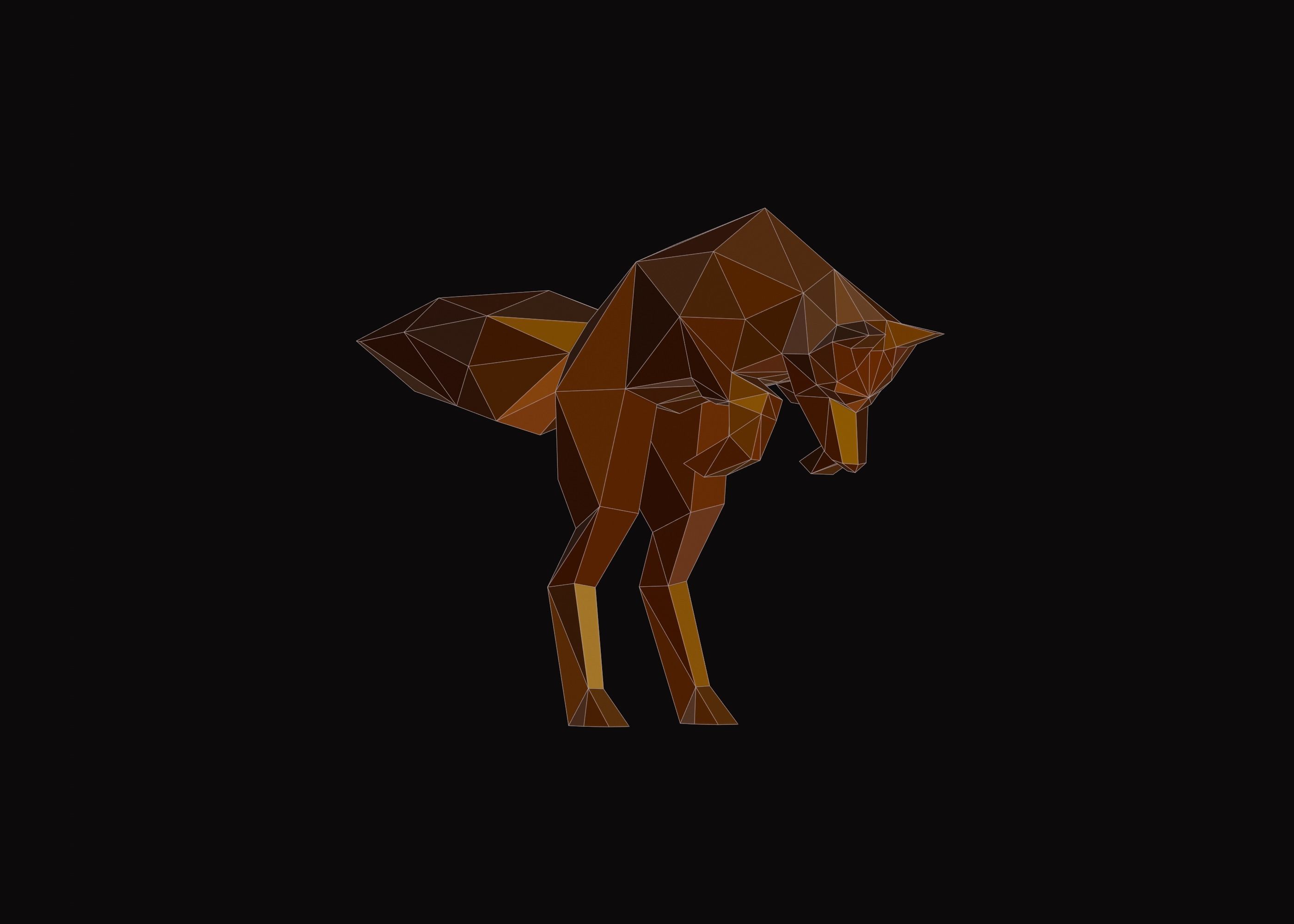 Polygonal Jumping Fox Low-poly 3D model_4