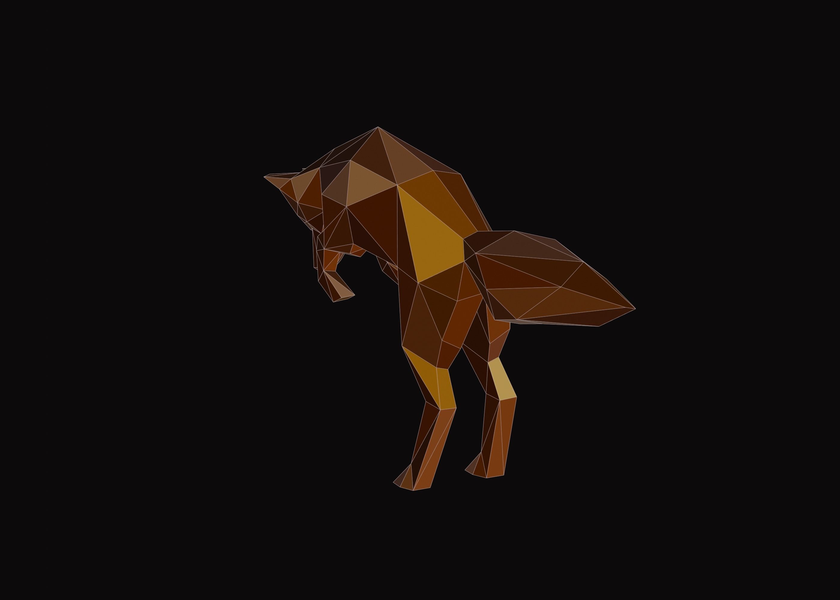Polygonal Jumping Fox Low-poly 3D model_9