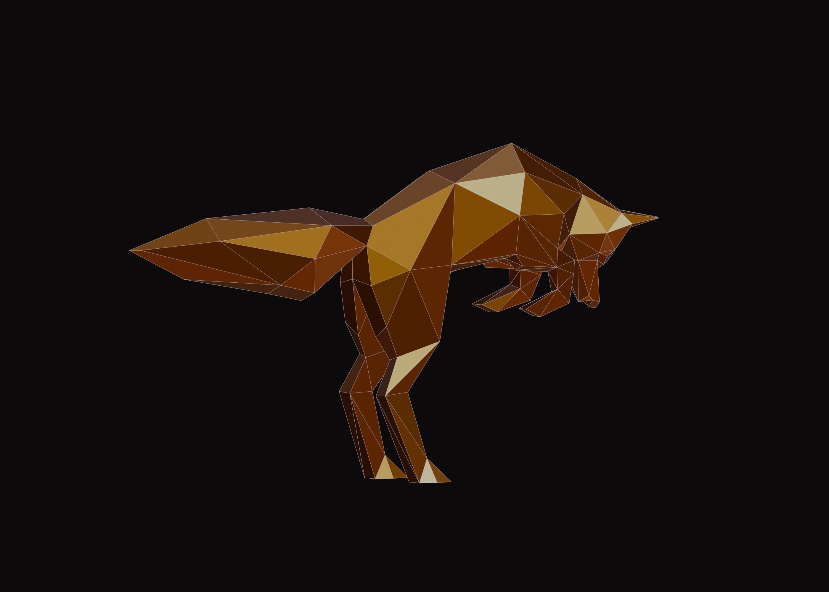 Polygonal Jumping Fox Low-poly 3D model_6